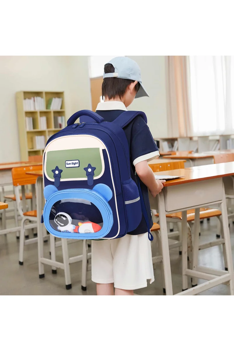 صن إيت Premium 15.5-inch Light Weight School Backpack Water Resistant Polyester Kid’s Daypack for Boys, SE22260, Navy